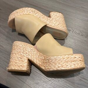 Women's Tan Platform Woven Sandals
